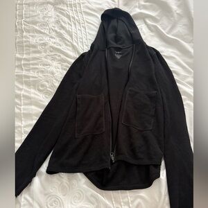 Black Hooded Cardigan with Pockets